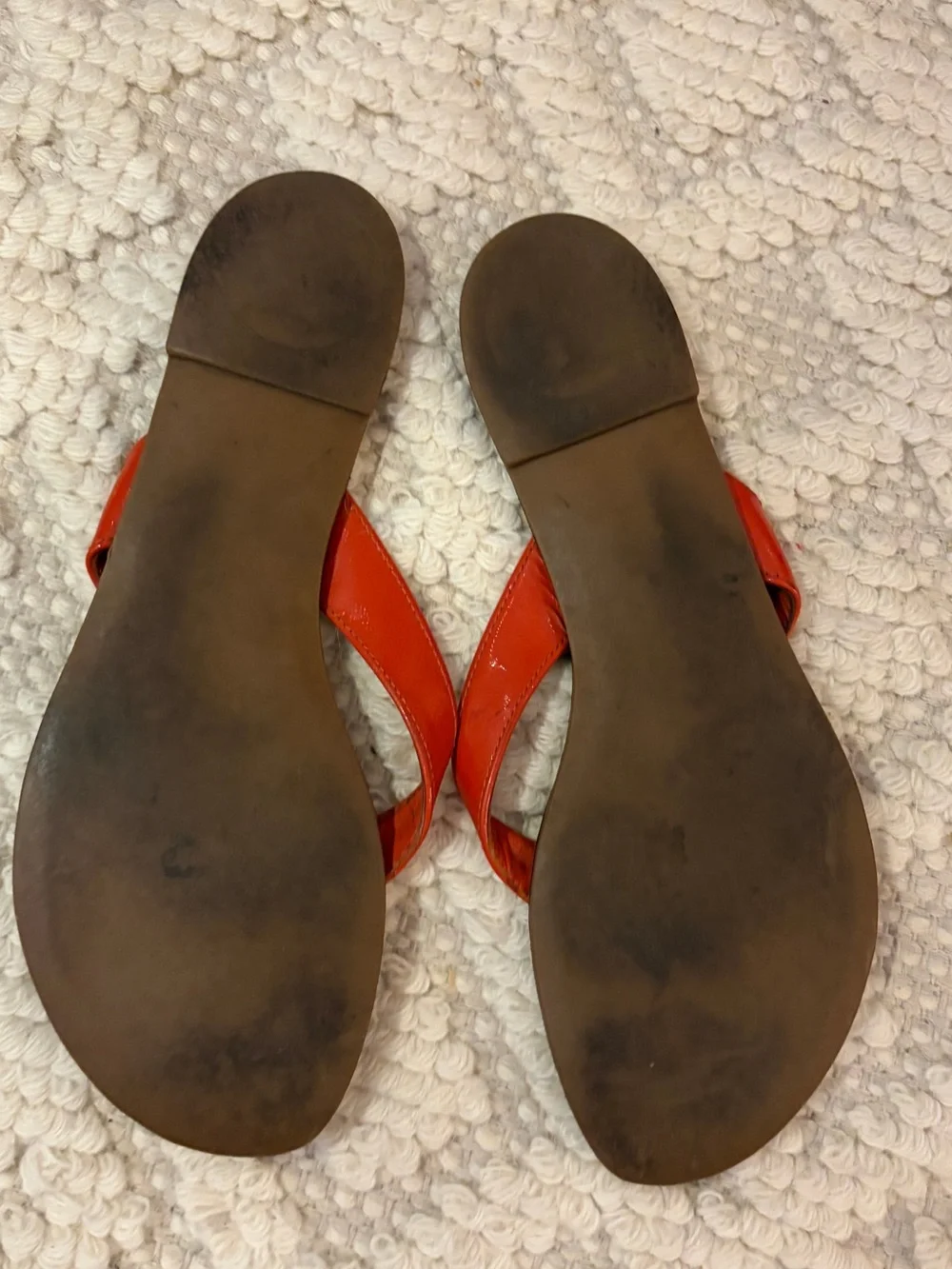 Tory Burch Orange Patent Leather Thong Sandals